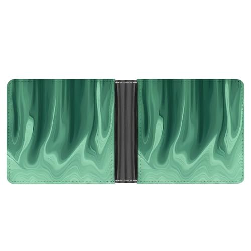 Green Abstract Background Funny Billfold Wallet Credit Card Holder Slim Passcase Pouch Purse for Men Women