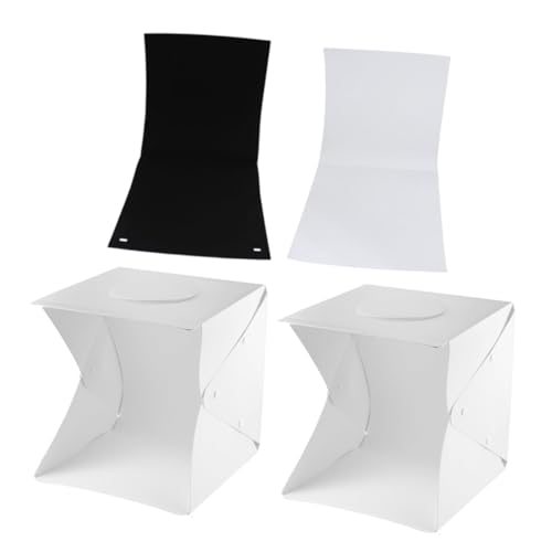 Gadpiparty Light Box per Fotografia Portatile 30Cm con LED e 2 Fondali Nero e Bianco Kit Scatola Luminosa per Foto di Piccoli Oggetti Gioielli Accessori