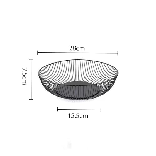 Miniatura 7 de Lin Home Xz-23171 Frutero Decorativo De Metal, Diseño Ondulado, Cuenco Para Frutas Y Verduras Negro, 28x7.5cm