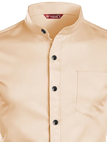 Image of Men's Slim Fit Beige Color Cotton Blend Casual Shirt