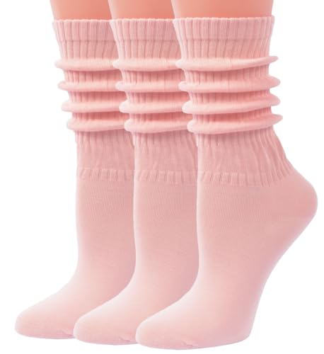 Image of Women's Ruffle Frilly Slouchy Socks, Soft Cotton Cute Solid Color Crew Socks Light Blue