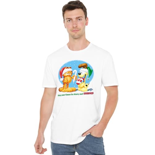 T-shirt Garfield merry and striped blanc pour vos week-ends cocooning