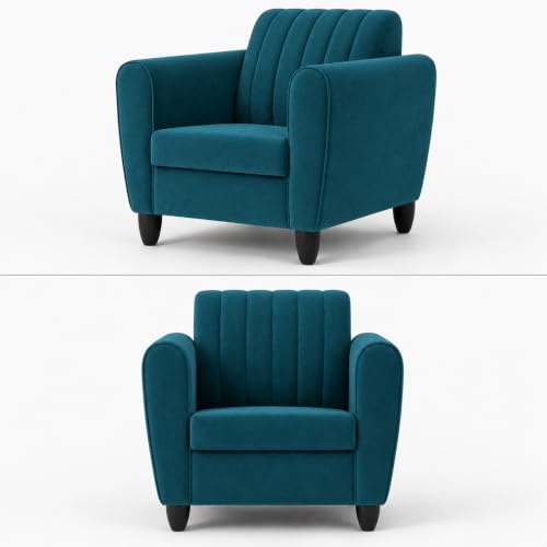 Image of MS Luxury FURNITRE Premium Luster 3-1-1 Sofa Set | 3 Seater | 5 Seater | Velvet Suede Fabric | 7 Colours with Sollid fibare Legs & 4 Cushion Free. (Teal, 3+1+1)