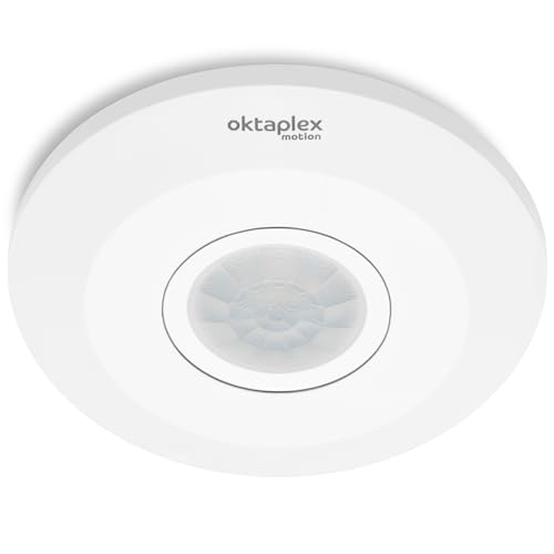 Oktaplex Ina Bewegungsmelder Innen 360 Grad 8m Reichweite LED geeignet weiß Aufputz 230V mit Dämmerungssensor