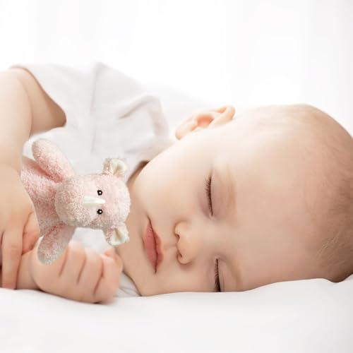 Image of Baby Pink Rhino Soft Stuffed Animal Security Blanket, Plush Rhino Character Lovey Blanket, Baby Shower /Nursery Gift, Newborn Infant Toddler Snuggle Blankie for Boys Girls, 14 Inches