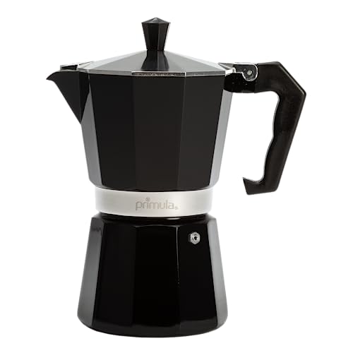 Primula Classic Stovetop Espresso and Coffee Maker, Moka Pot for Italian and Cuban Café Brewing, Greca Coffee Maker, Cafeteras, 6 Espresso Cups, Black