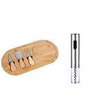 Kit tábua de frios com 3 espátulas e abridor de vinho elétrico base em