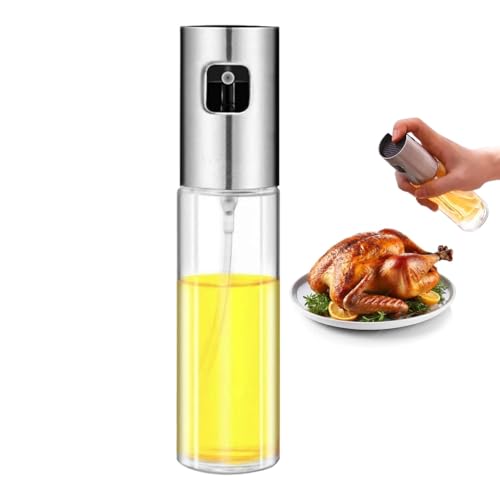 VIGOR PATH Oil Sprayer Mister - 100ml Stainless Steel Cooking Oil Sprayer Bottle for Air Fryer, BBQ, Salad, Baking, and Roasting - Refillable Oil, Vinegar, Sprayer for Kitchen Gadgets - Pack of 1