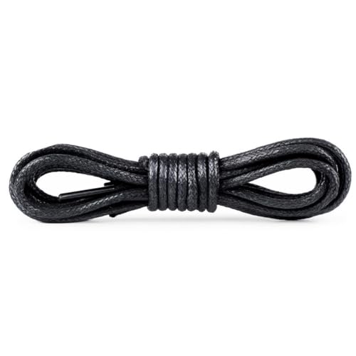 XIANMY Cordones redondos encerados de 2,5 mm, cordones finos, cordones Oxford para zapatos, reemplazos, cordones para zapatos casuales, zapatos de vestir y botas, Black, 160