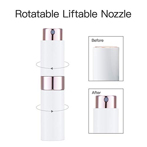 Image of Lisapack 8ML Atomizer Perfume Spray Bottle for Travel, Empty Refillable Cologne Dispenser, Portable Sprayer for Men and Women (White)