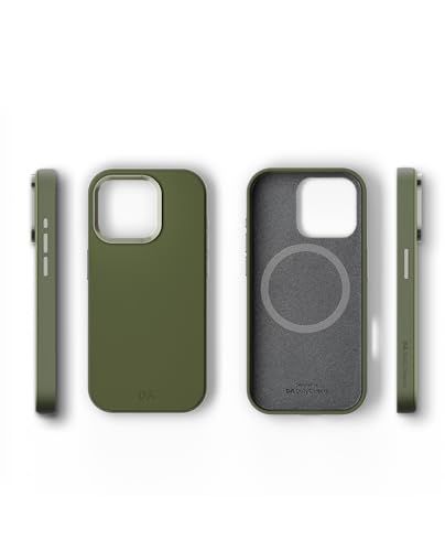Image of DailyObjects Leatherite Case for iPhone 14 Pro Compatible with MagSafe Wireless Charging | Green-Olive Hybrid Magnetic Back Cover
