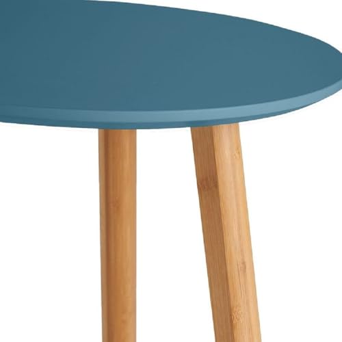 Image of End Table Wooden Side Table Foldable Round Shaped Side Table /Tea Coffee Breakfast Table Modern Living Room,or Apartments (Blue Natural)