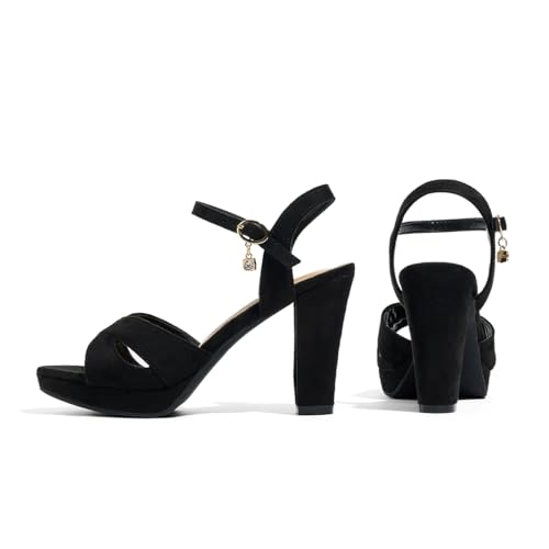Image of Block Heeled Platform Sandals Chunky Open Toe Shoes for Women