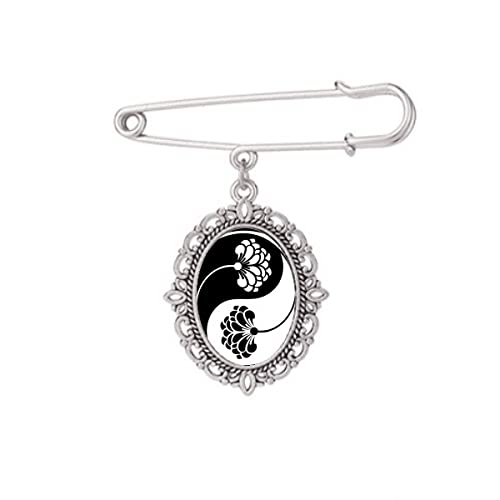 Broche fleur Yin-Yang de finition premium pour robe et chemise