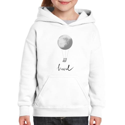 Sweat à capuche enfant lune et montgolfière premium en coton doux