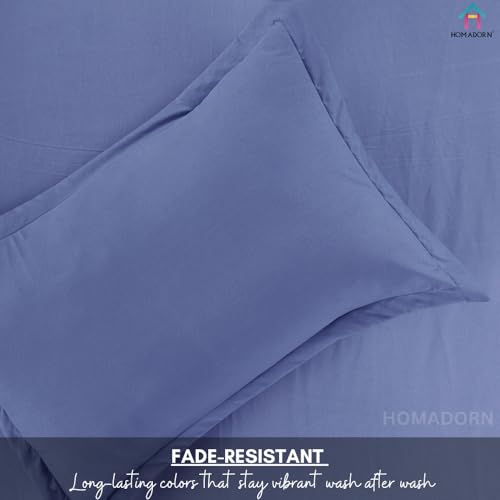 Image of HOMADORN Premium Polycotton Flat Bedsheet for Double Bed with 2 Pillow Covers - Soft, Durable & Wrinkle-Resistant (Lavender Blue)