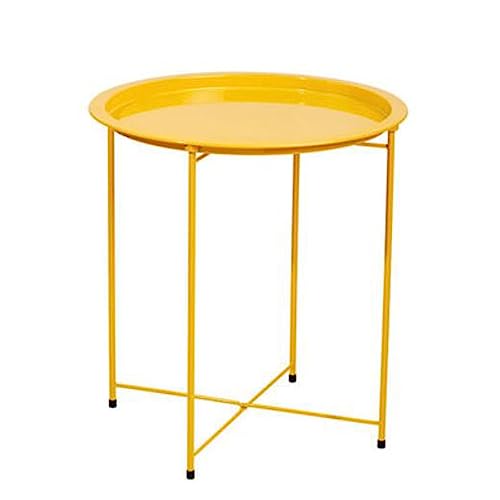 Sofa Folding Tray Metal Side Table, Round End Table Sofa Small Accent Foldable Table, Round End Table Tray, Next to Sofa Table, Snack Table for Living Room and Bed Room Sofas for Living Room(A)