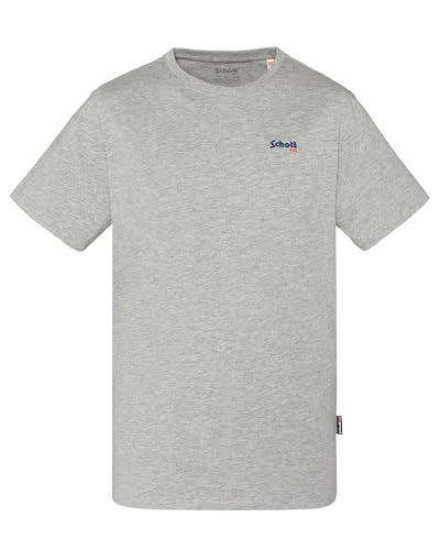 Schott NYC Tscasual - Maglietta da Uomo, Grigio, L