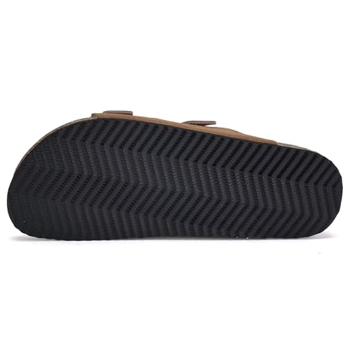 Image of Torotto Mens Slides with Cork Footbed Open Toe Adjustable Webbing Flat Sandals for Walking | Beach | Indoor