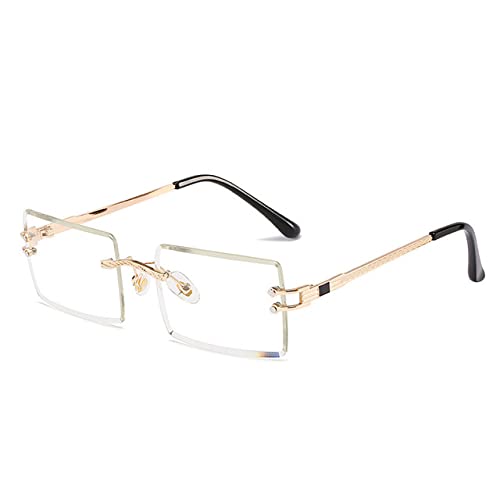 Gafas de sol rectangulares sin montura para mujer y hombre de diseño cuadrado
