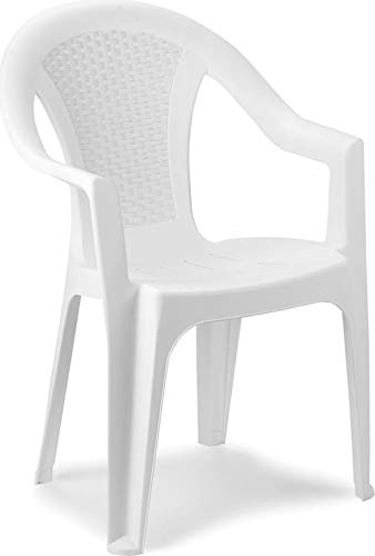 6 Stapelbare Gartenstühle Aus Kunststoff – Rattan-Optik, Weiß, Maximal 100 Kg Belastbar, Witterungsbeständig