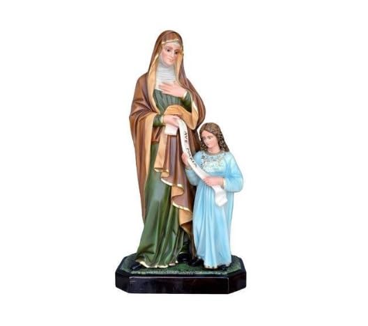 Generico ArteSacraCaravaggio Statua di Sant' Anna cm 85 (33,46 inches) in resina decorata a mano, occhi dipinti o in vetro, di produzione artigianale italiana (OCCHI DIPINTI)