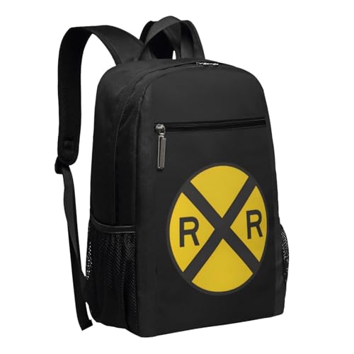 Railroad Crossing Sign Travel Laptop Backpack, Business Anti Theft Slim Sturdy Laptops Backpacks, College Computer Bag Gift for Men & Women Fits 17 Inch Notebook,Black2