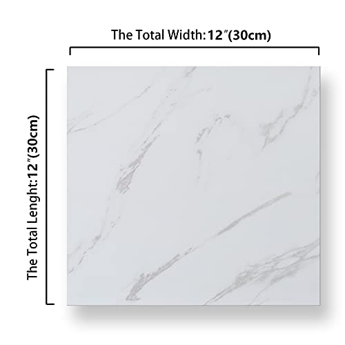 Chichome 6 Pack Peel And Stick Vinyl Floor Tiles 12''X12'' White Marble Vinyl Sticker Tiles Self Adhesive Removable Vinyl Flooring Tiles Waterproof Bathroom Tiles For Floor Kitchen Bedroom Basement #TOP1