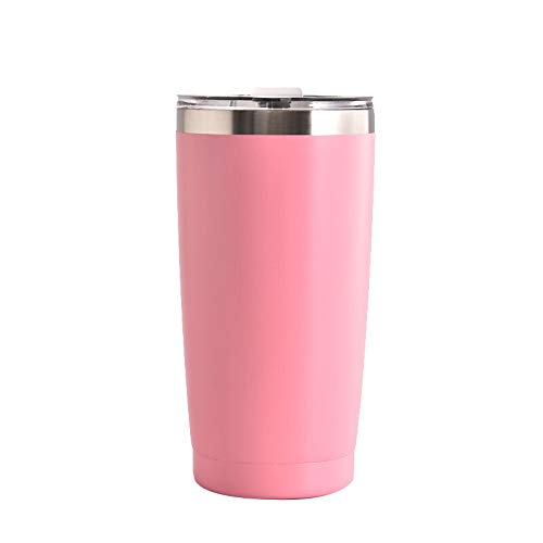 Image of 20oz Insulated Stainless Steel Tumbler, Stainless Steel Vacuum Insulated Double Wall Travel Tumbler, Durable Insulated Coffee Mug, Thermal Cup with Splash Proof Sliding Lid (Pink, 20oz)