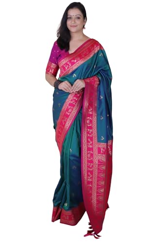 Image of SGF11 Women's Kanjivaram Pure Soft Silk Saree With Unstitched Blouse Piece