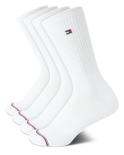 Image of Tommy Hilfiger Womens Crew Socks - 4 Pack Cushioned Crew Socks with Arch Support, Soft Athletic Socks for Women