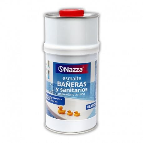 Nazza Esmalte para Bañera de Dos Componentes   Pintura para Bañeras y Sanitarios de color Blanco en 1L   Kit de Reparación de Bañera 800ml+200ml (A+B)   Acabado Brillante