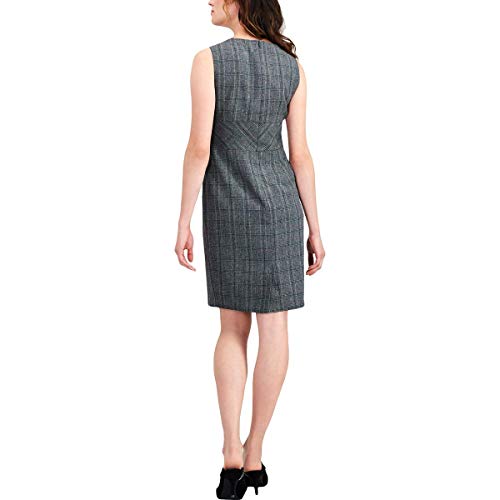Kasper Womens Plaid Sleeveless Wear to Work Dress Gray 42