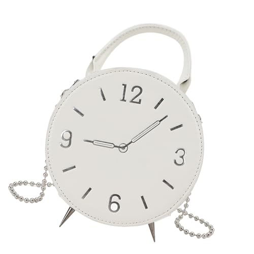 Shoulder Bag for Women PU Leather Modern Clock Handbag Small Cell Phone Purse with 2 Way Zippers for Daily Use2