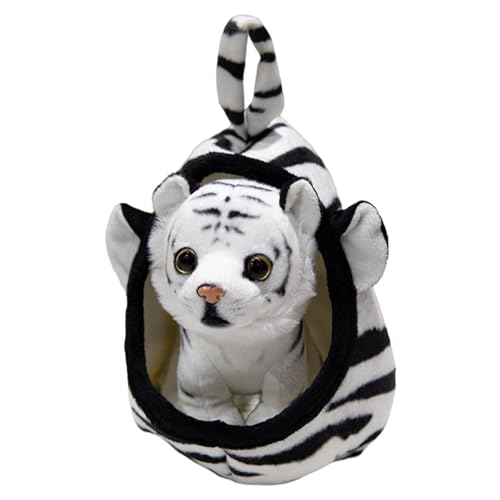 Yeory Animal de Peluche de Tigre Blanco 7.1 Lindo Tigre de lujos con la guarida y manejo de Lindos Animales de Peluche realistas para niñas niños niños, Felpa Blanca