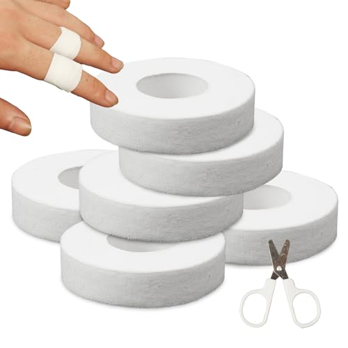KAHOUI 6 Pezzi Tape Sportivo 1,5cm×10m, Salvapelle Sportivo Elastica, Nastro Dita Pallavolo Resistente, Nastro Pallavolo Dita Cerotto Rotolo, con le Forbici Per L'arrampicata a Pallamano e Calcio