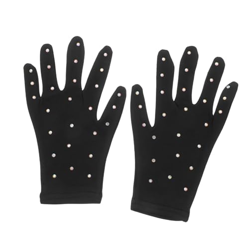 VICASKY Figure Skating Gloves Party Gloves for Girls Decorative Rhinestone Decor Comfort Fit