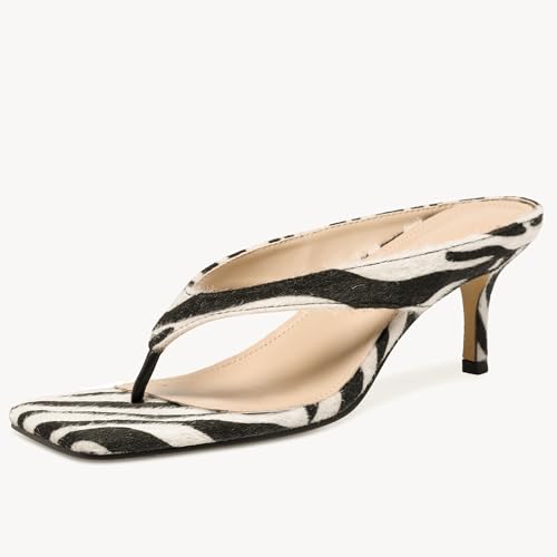 Kitten Heeled Sandals for Women Slip On Square Clip Toe Flip Flips Low Heel Pumps Comfortable Thong Slide Shoes Dressy Slippers2