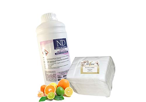 MFB Provence® - Nettoyant/Solvant à cire 1 litre pour nettoyage appareils d'épilation + 50 serviettes spunlace déliKtess® jetables