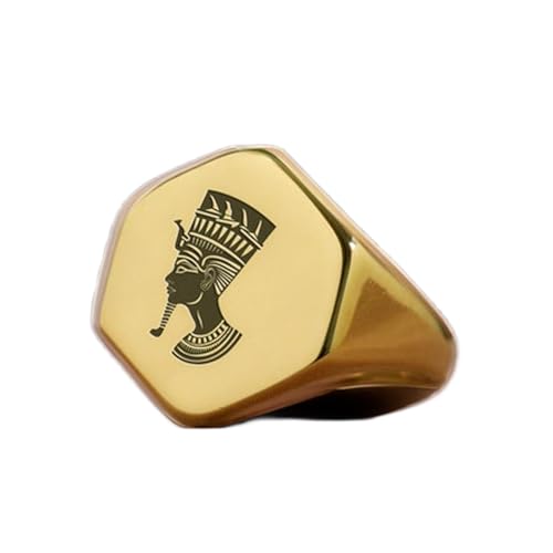 Bague pharaon gravée hexagonale argent 925 chevalière vintage