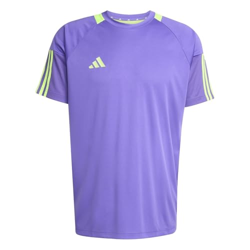 adidas Mens Classic 3 Stripe Sereno T-Shirt Short Sleeve Purple/Yellow L
