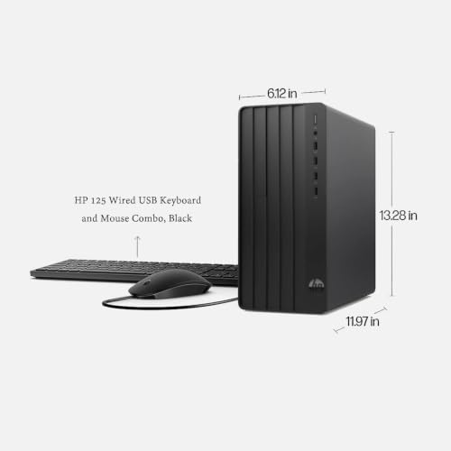 Image of HP Desktop Computer Tower PC, Intel i5-12500T 6-Core, 64GB RAM, 2TB SSD | Windows 11 Home, WiFi, Bluetooth, HDMI, Business Ready with Keyboard Mouse, Jet Black
