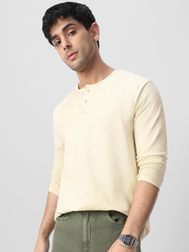 Image of Urbano Fashion Men's Solid Henley Neck Slim Fit Full Sleeve Cotton T-Shirt