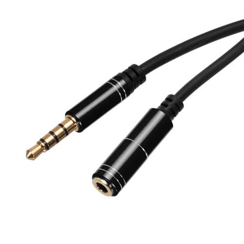 Cable de extensión auxiliar 3.5mm macho a hembra 2 m negro miniatura 1