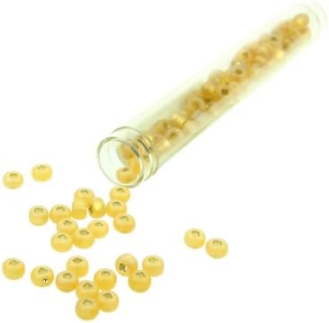 John Bead Czech Seed Beads 2/0 Silver Lined Transparent Topaz AB Matt 22Grams Beads for DIY Arts Crafts Jewelry Making