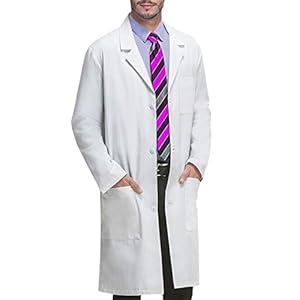 VOGRYE Professional Lab Coat for Men Women Long Sleeve, White, Unisex