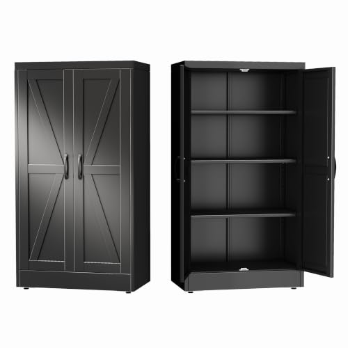Image of GAIOUS 43.3'' Tall Kitchen Pantry Cabinet, Black Metal Storage Cabinet