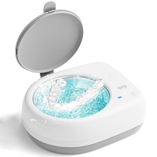 NVYAZJ Ultraschall-Reiniger für Zahnspangen, kabelloses Reinigungsgerät für Zahnspangen, tragbarer Ultraschallreiniger, professionelles Reinigungsgerät für alle Zahnspangen und Mundschutze