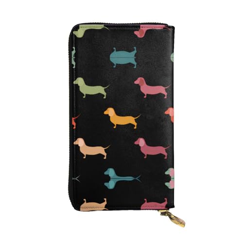 Portefeuille cuir teckel imprimé Noir vintage tendance Taille unique