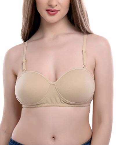 Softskin Women's Polyester, Cotton Padded Wire Free T-shirt Demi Molded Seamless Bra